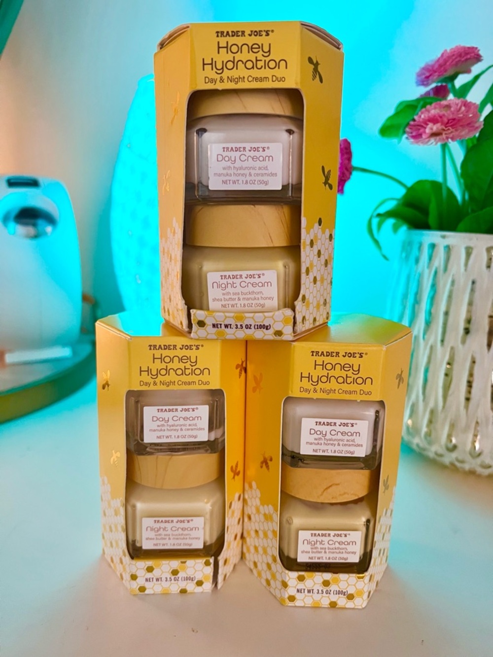 3 X Honey Hydration Day & Night Cream Set w Hyaluronic Acid ManukaHoney